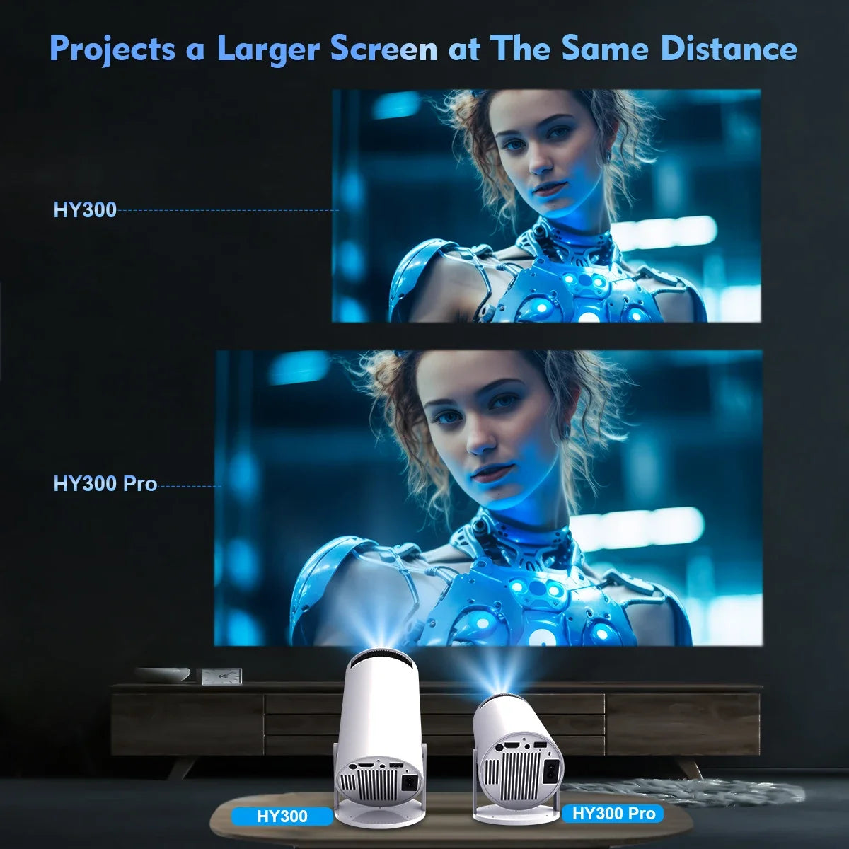 Projector HY300 Pro 4K Android 11 Projector 4K 1280*720P Wifi6 260 ANSI AllwinnerH713 BT5.0 Home Cinema Outdoor Portable Project