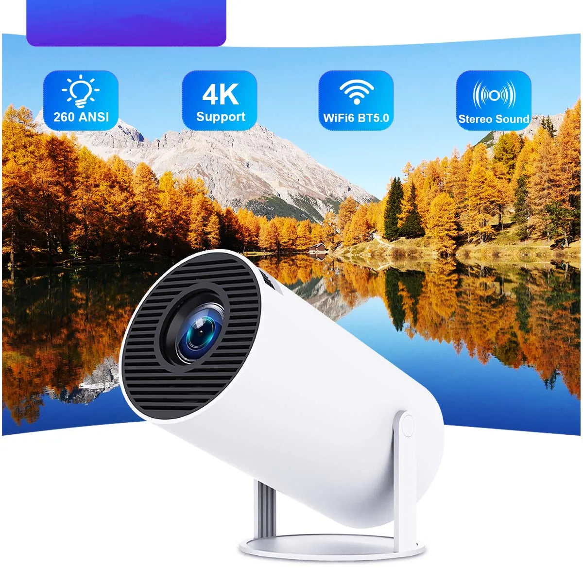 Projector HY300 Pro 4K Android 11 Projector 4K 1280*720P Wifi6 260 ANSI AllwinnerH713 BT5.0 Home Cinema Outdoor Portable Project