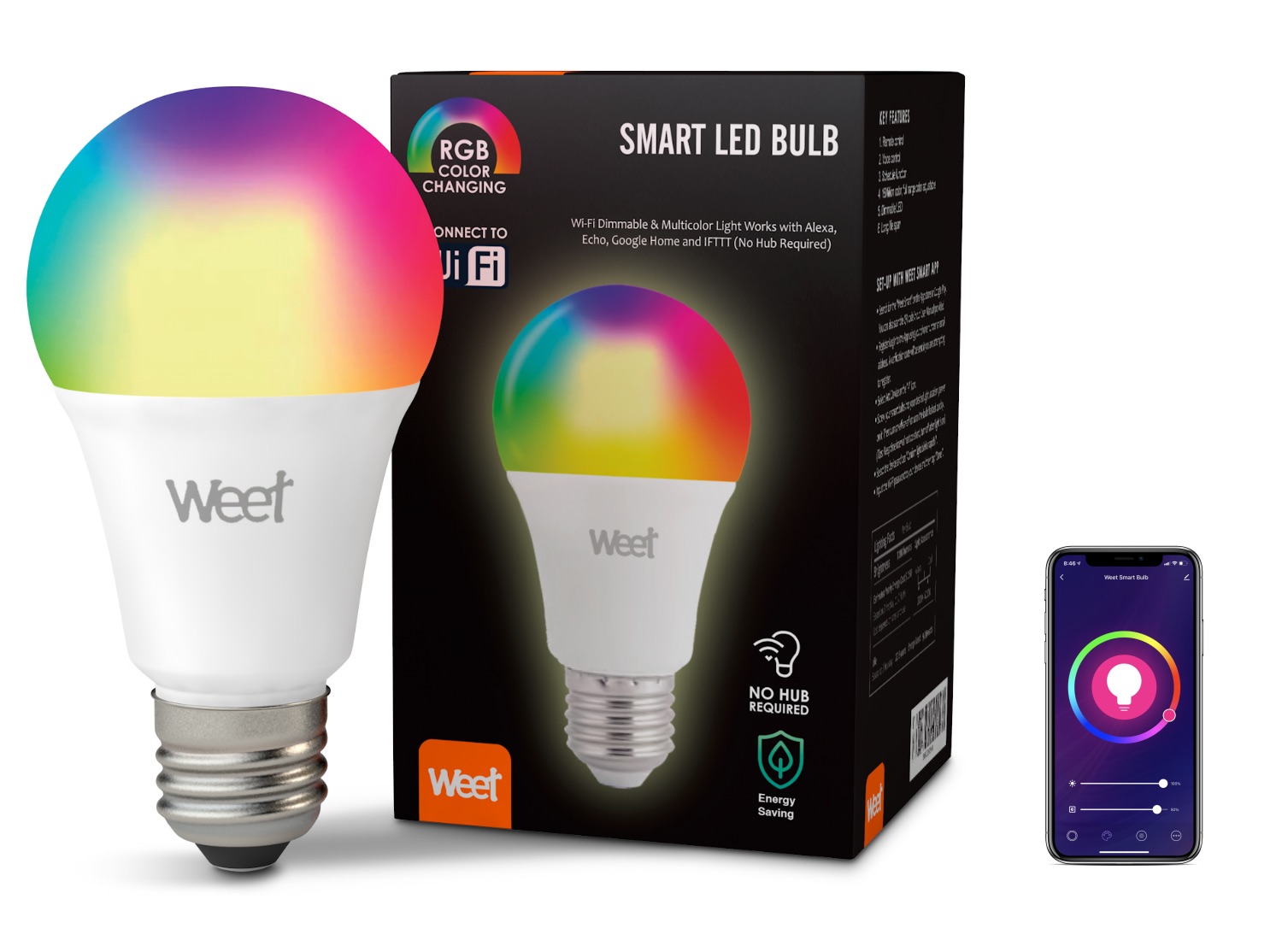 WEET Smart LED Bulb, Control with WiFi - Free Shipping